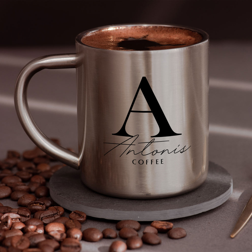 Capital Letter & Name - Stainless Steel Coffee Mug