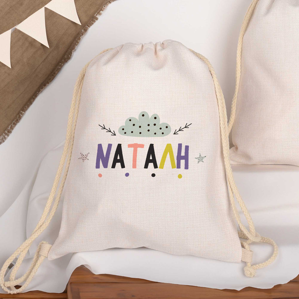 Colorful Name - Drawstring Bag Linen