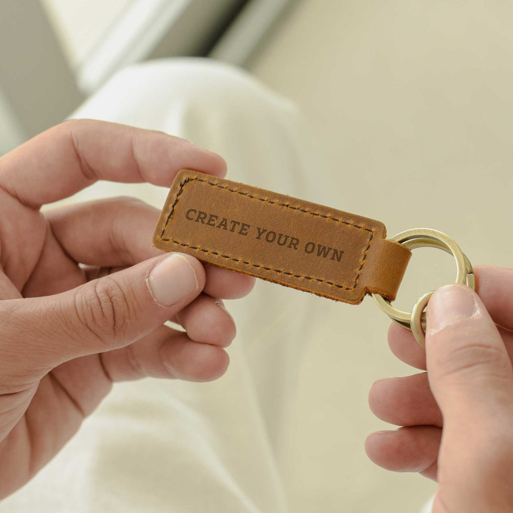 Engraved Leather Keyring