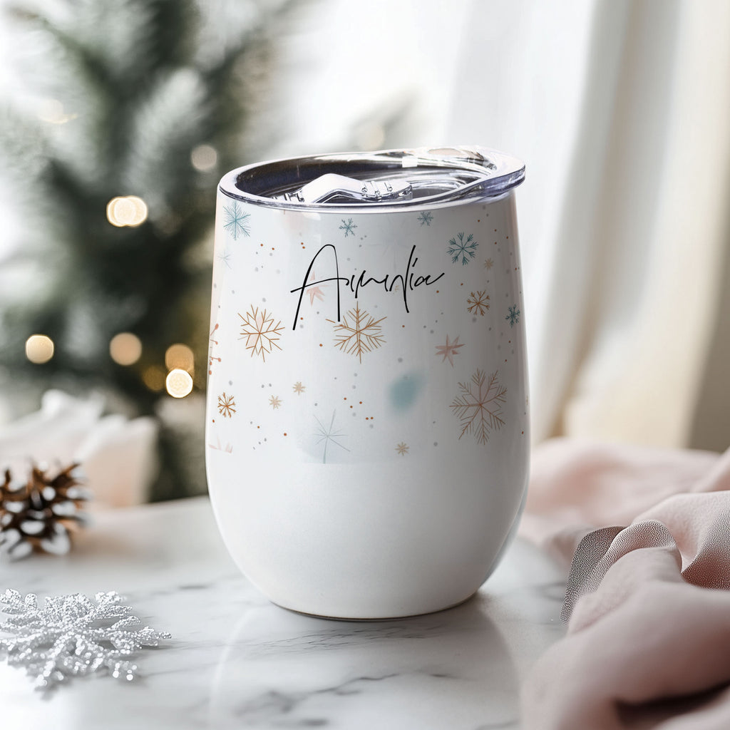 Snowflakes - Stainless Steel White Mug