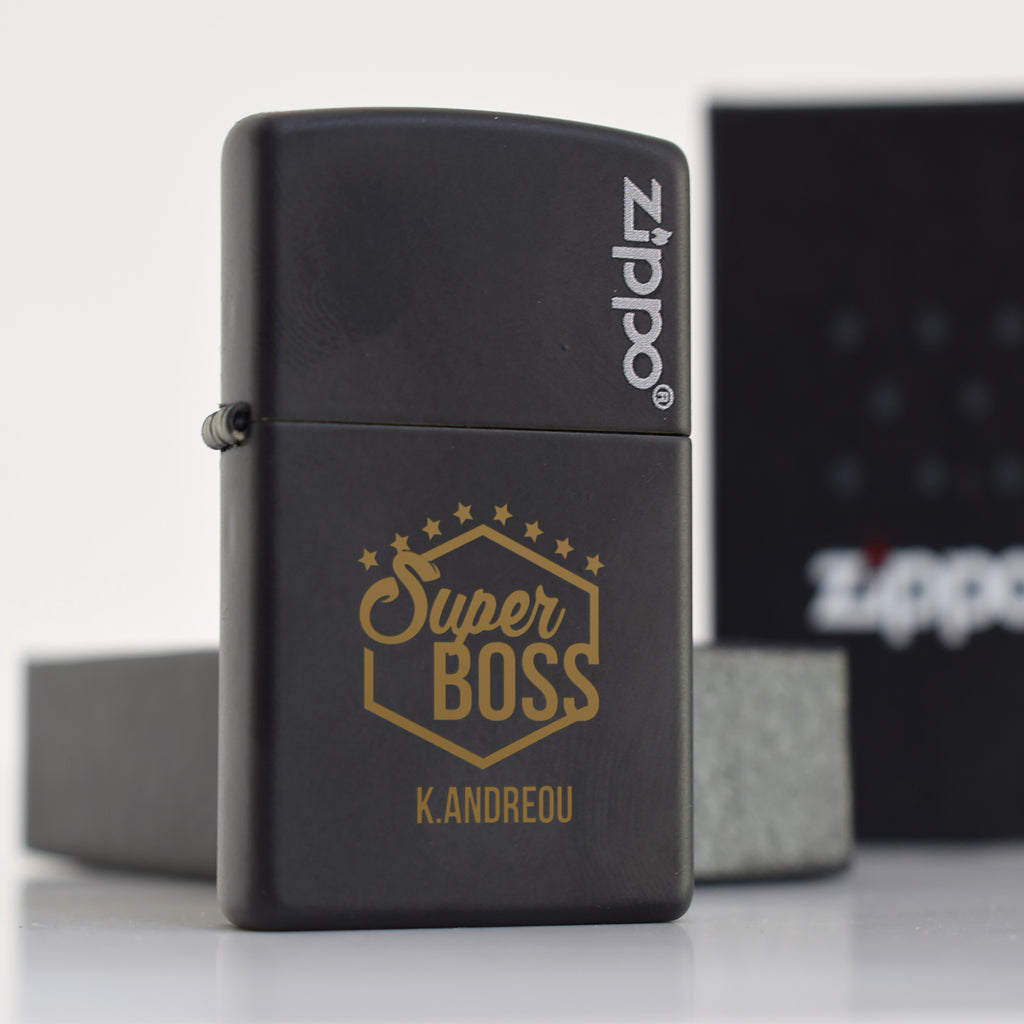 Super Boss - Black Zippo® Lighter (Engraved)