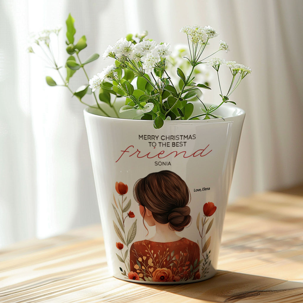 Merry Christmas Best Friend  - Christmas Flower Pot