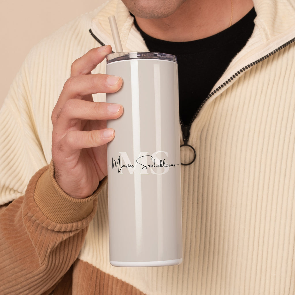 Name & Surname - Stainless Steel Skinny Tumbler With Straw