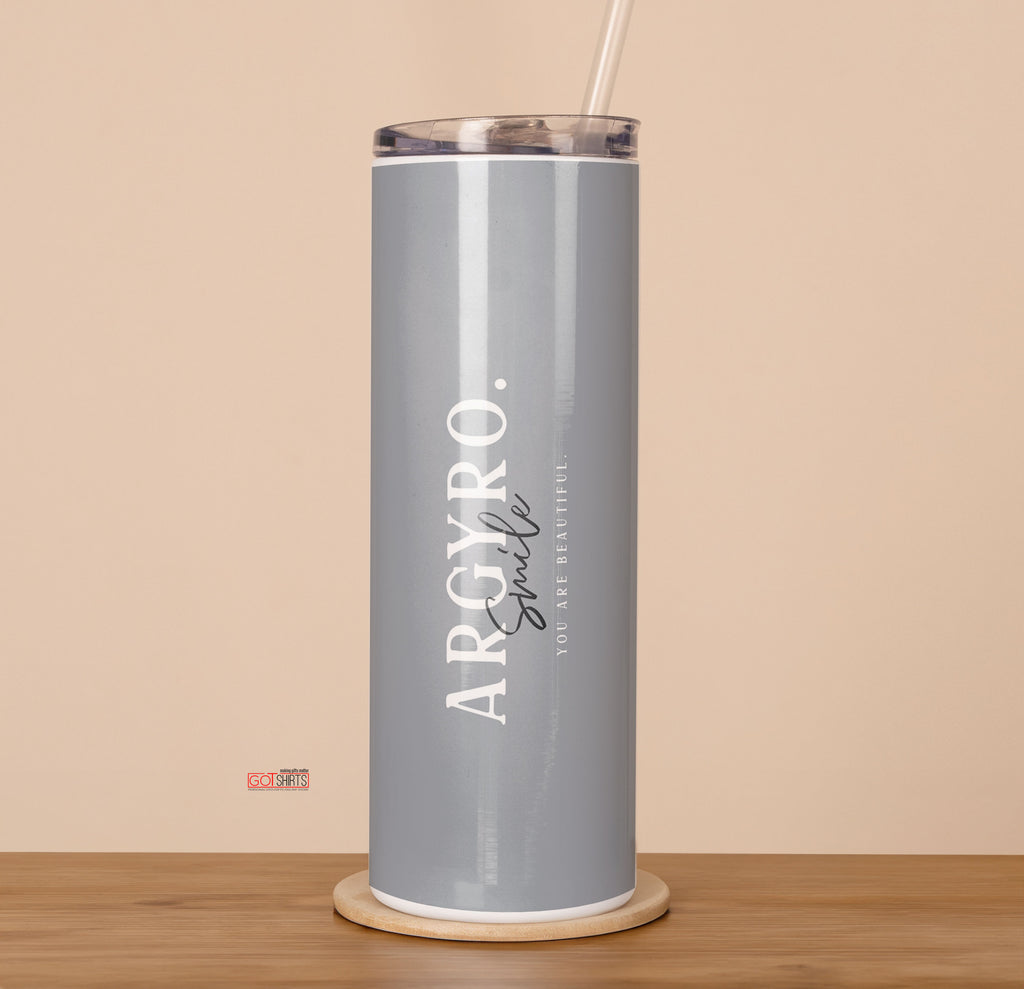 Smile You Are Beautiful Blue - Stainless Steel Skinny Tumbler With Straw