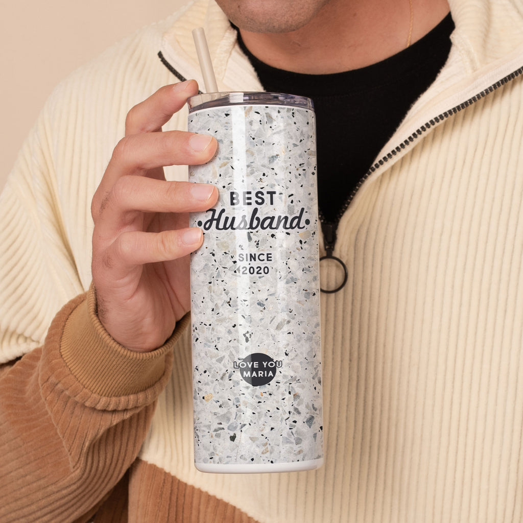 Best Husband - Stainless Steel Skinny Tumbler With Straw