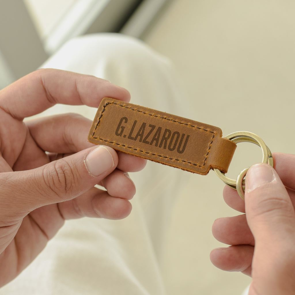 Name - Engraved Leather Keyring