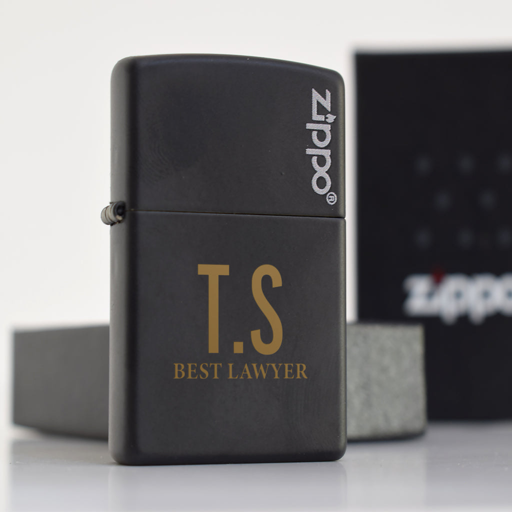 Best Lawyer & Initials - Black Zippo® Lighter (Engraved)