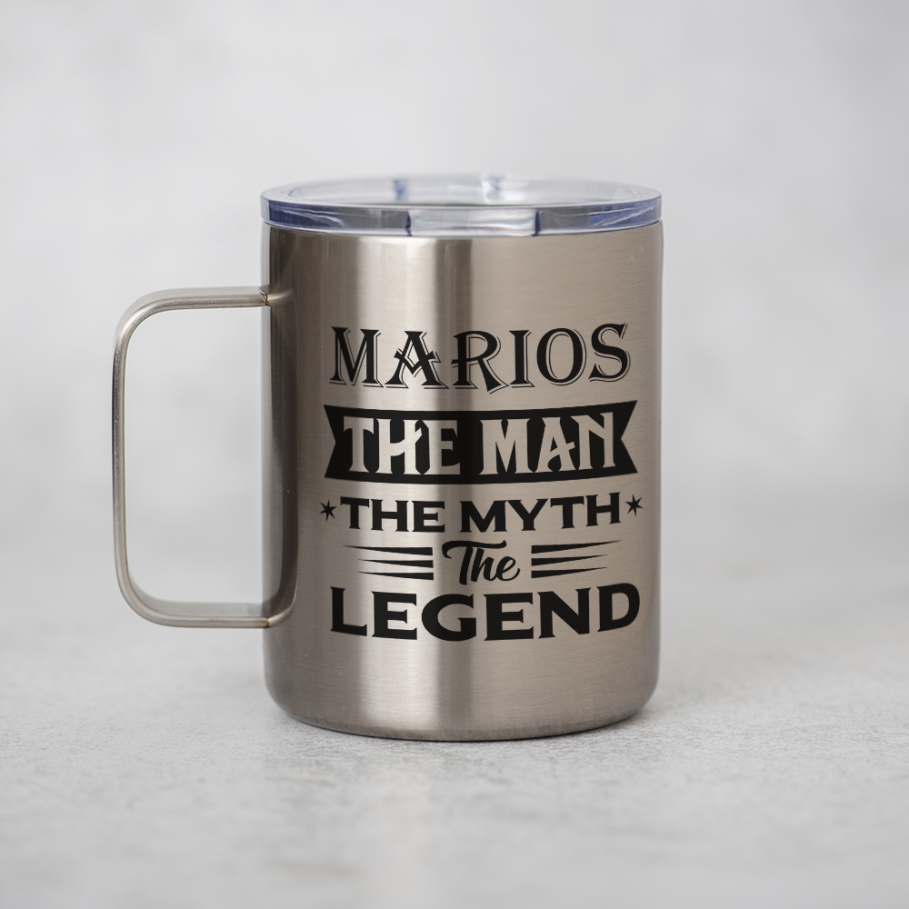 The Man, The Myth, The Legend - Silver Stainless Steel Mug With Handle