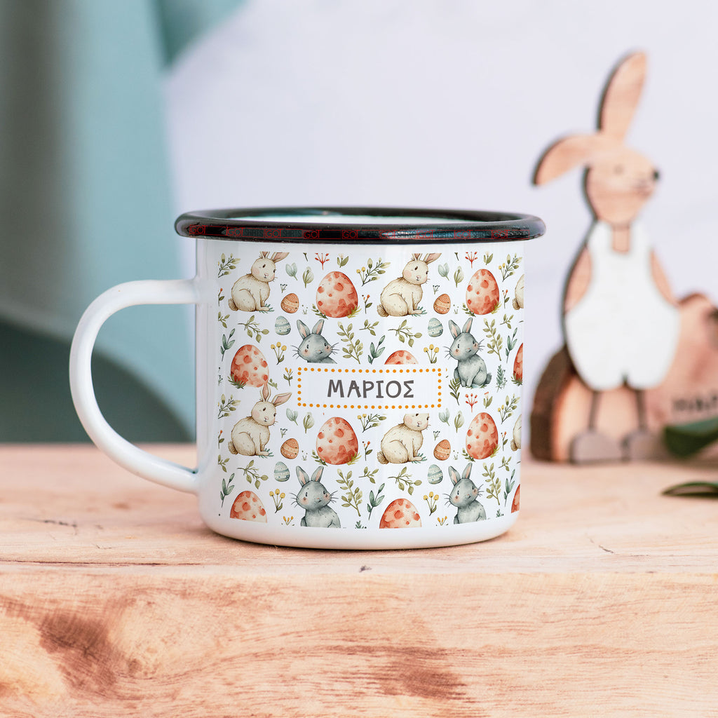 Vintage Easter Pattern - Stainless Steel Enamel Mug