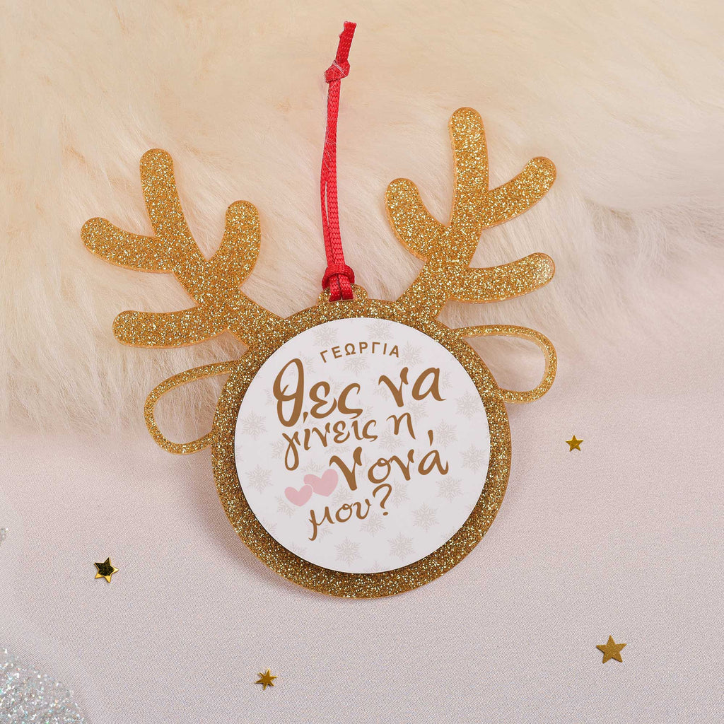 Be My Godmother - Glitter Reindeer Ornament