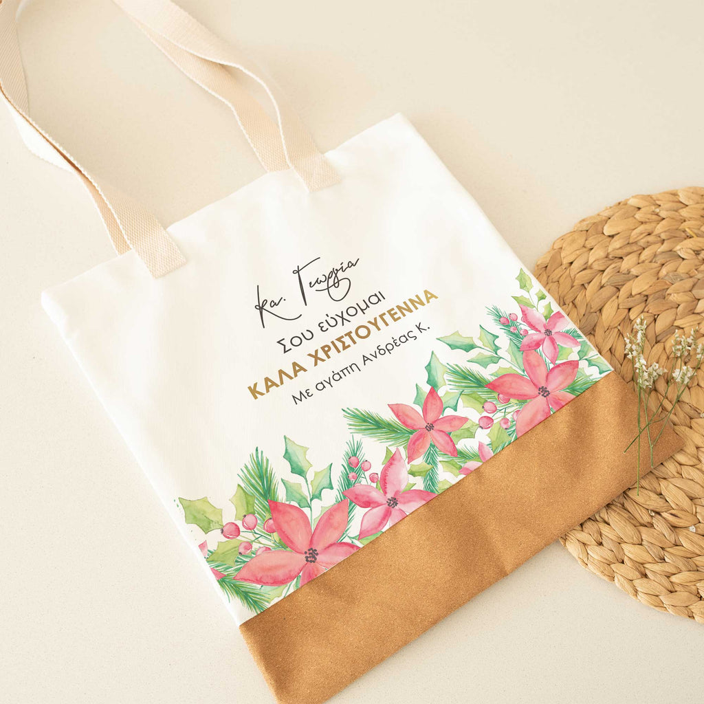 Poinsettia Flowers - Cork Tote Bag