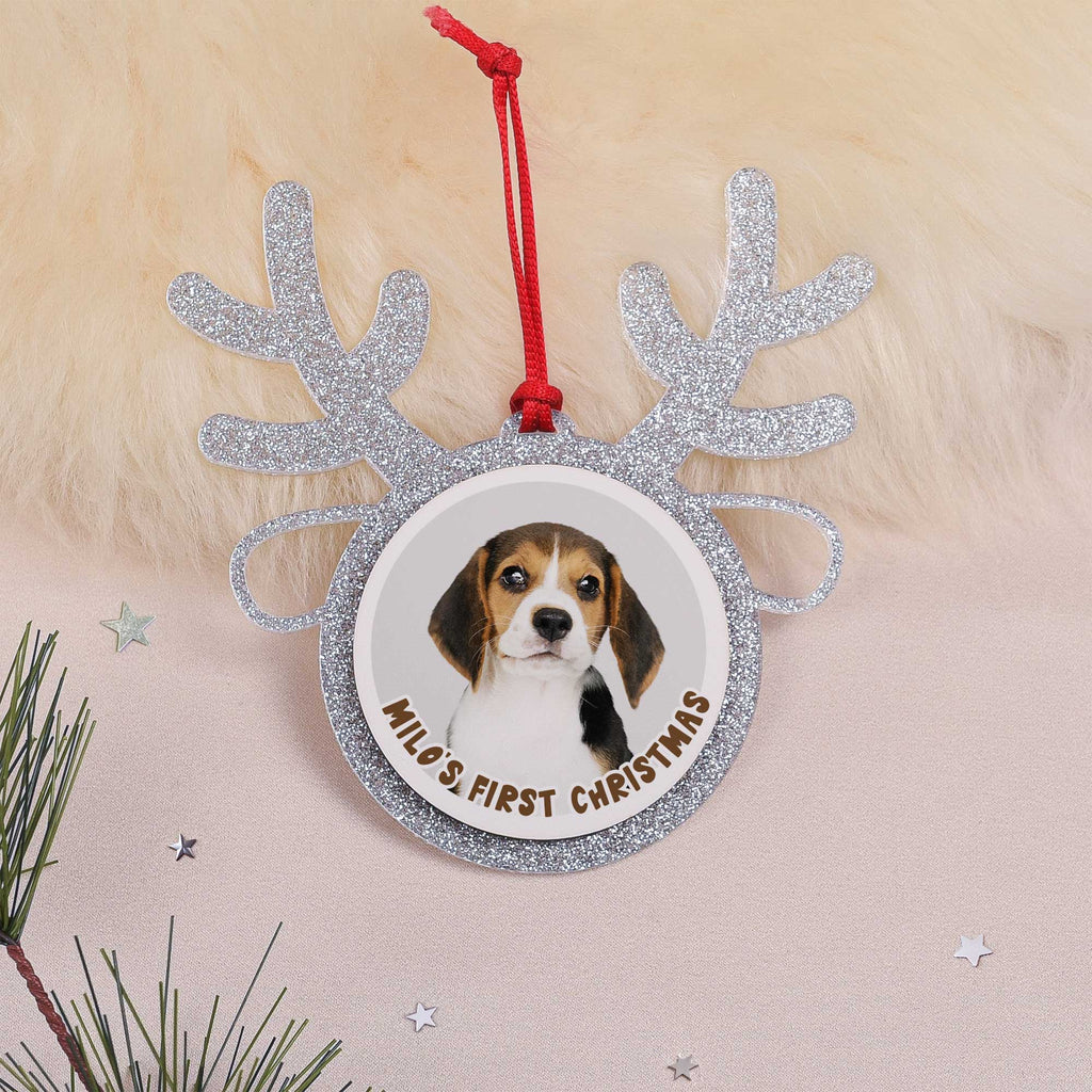 Pet Photo - Glitter Reindeer Ornament