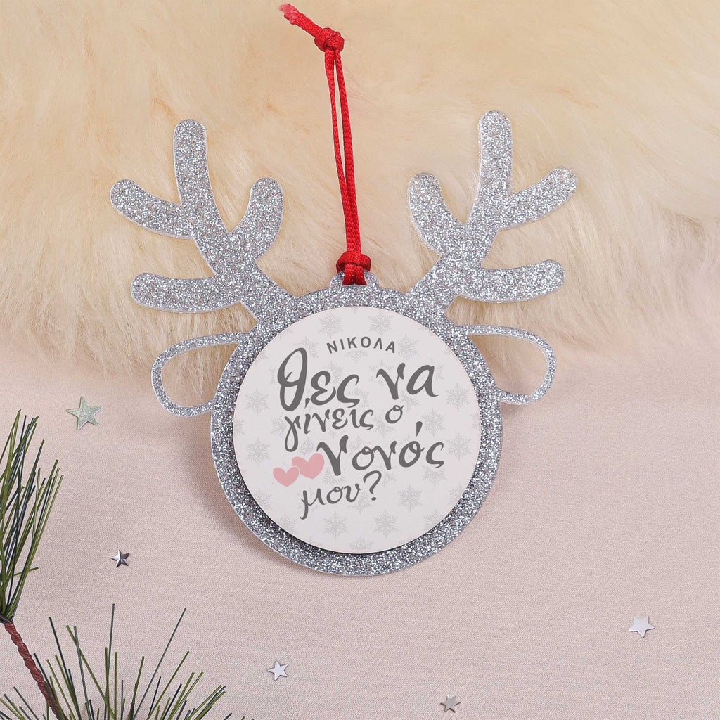 Be My Godfather - Glitter Reindeer Ornament