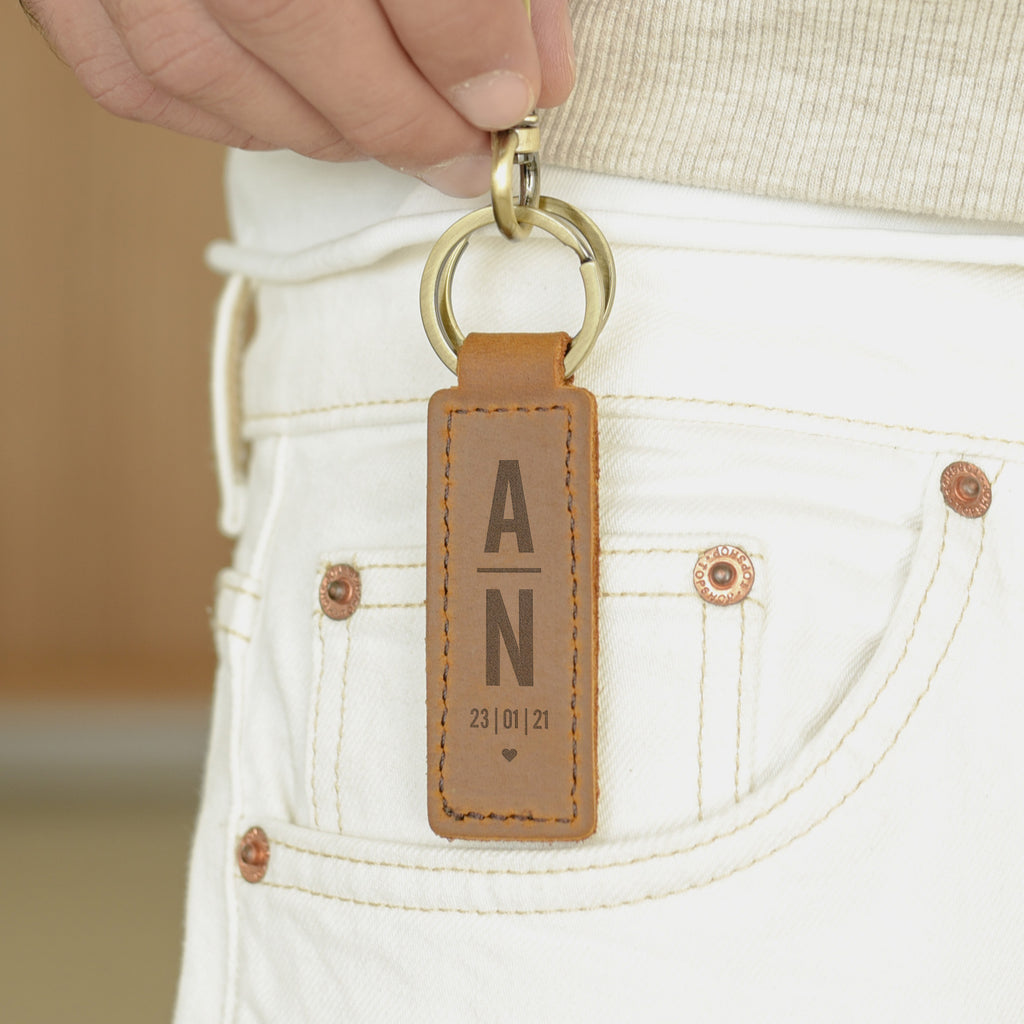 Engraved Leather Keyring