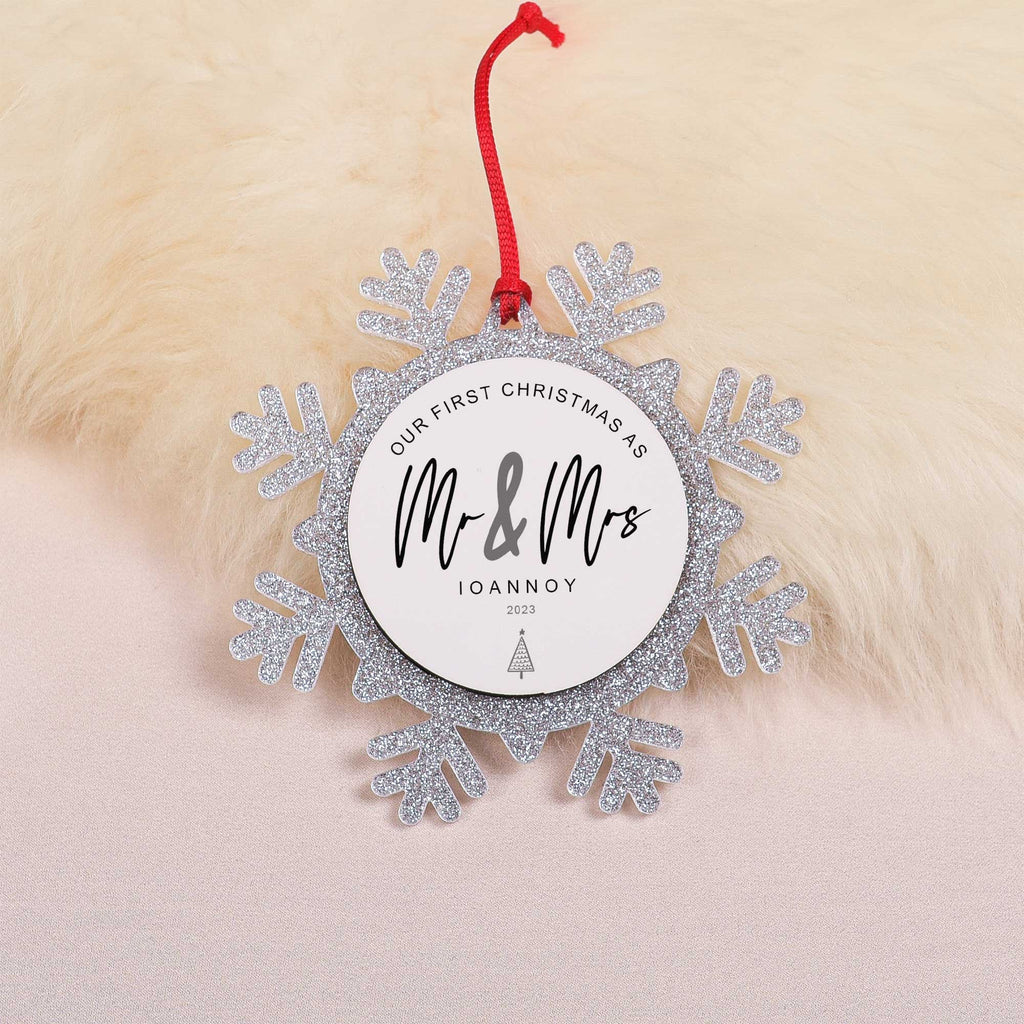 Mr. & Mrs. - Glitter Snowflake Ornament