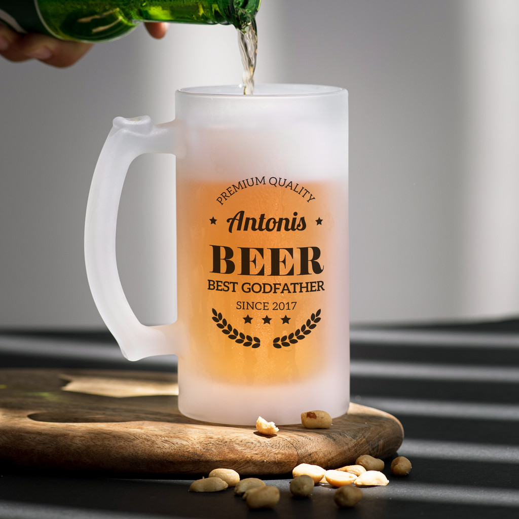 Premium Quality Godfather - Frosted Beer Glass