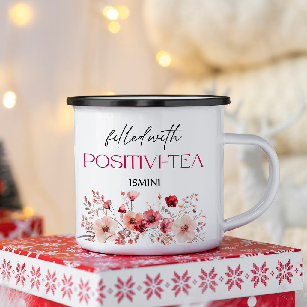 Christmas S/Steel Enamel Mug - Positivi-Tea