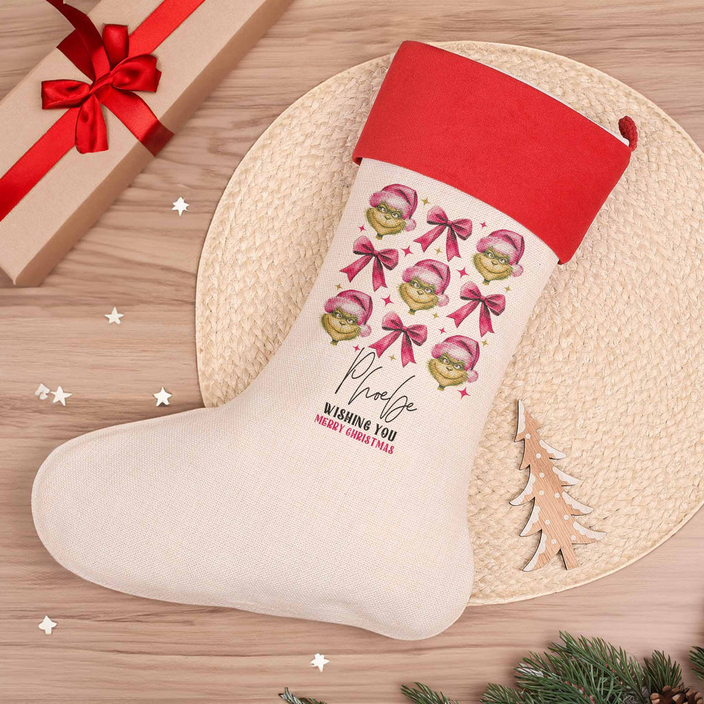 Grinch With A Pink Hat - Christmas Boot