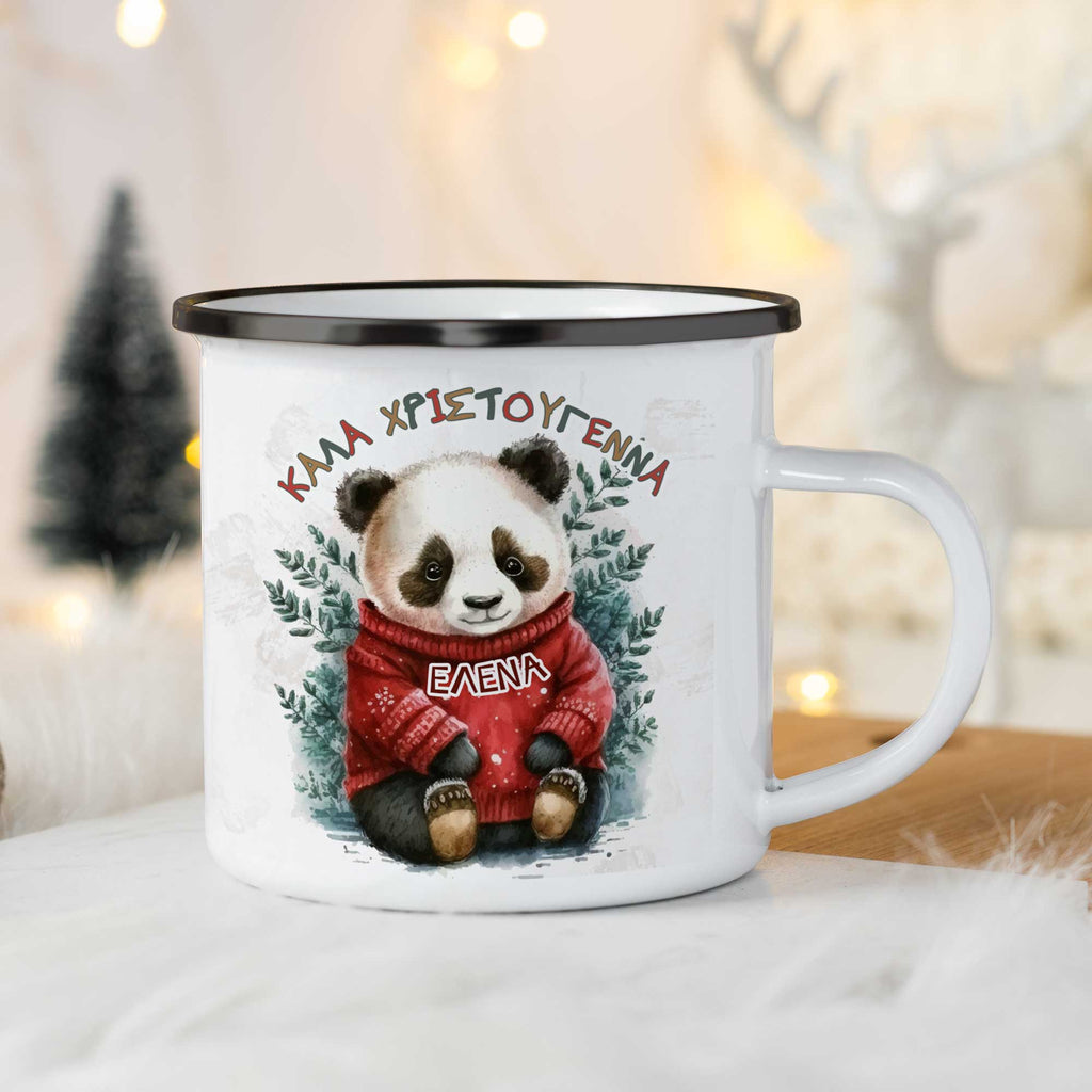 Christmas Panda - Christmas S/Steel Enamel Mug