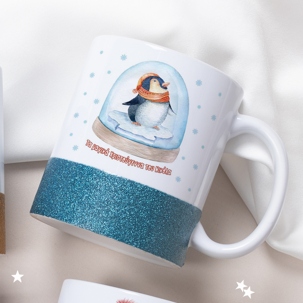 Penguin Snowball - Ceramic Glitter Mug