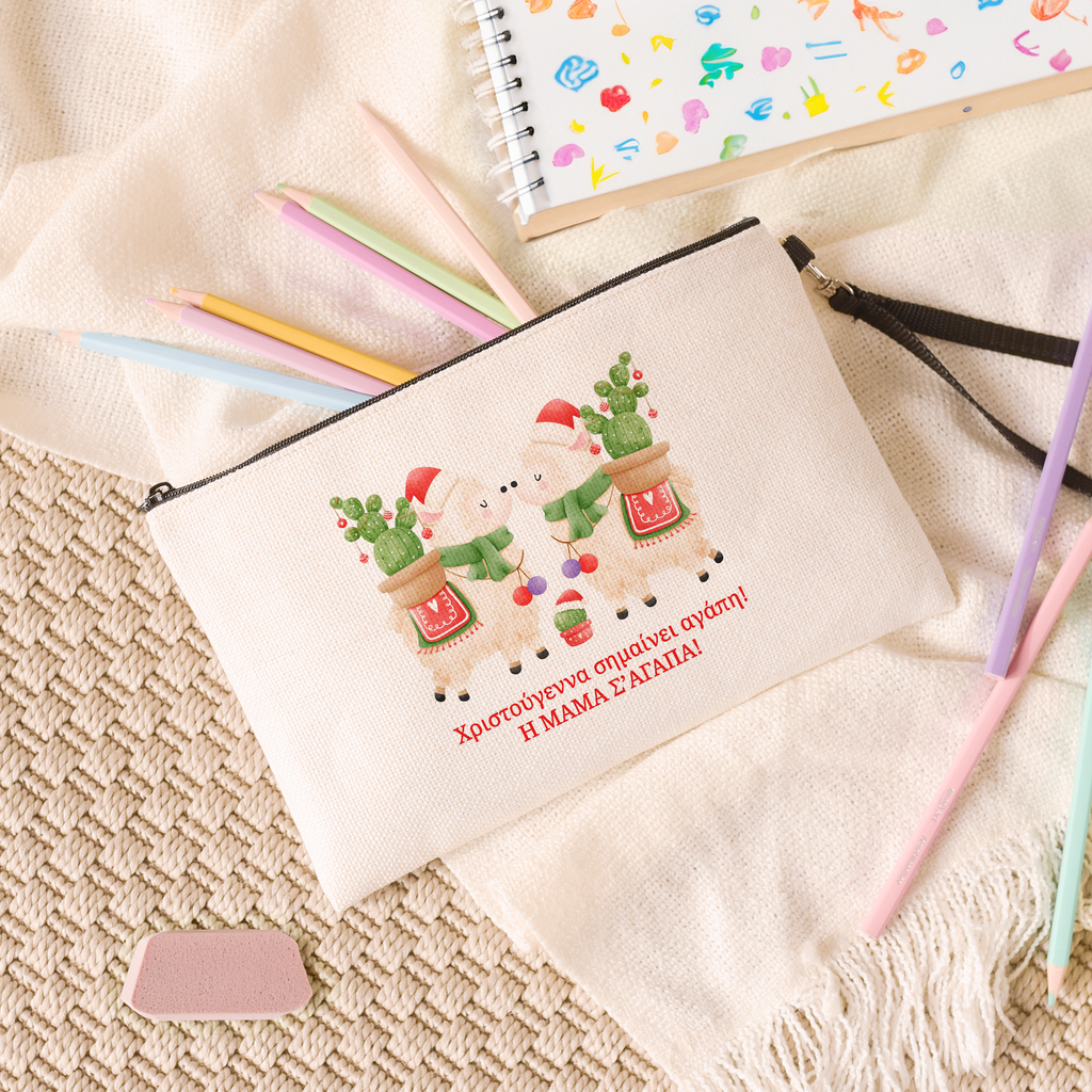 Christmas Means Love - Linen Pencil Case