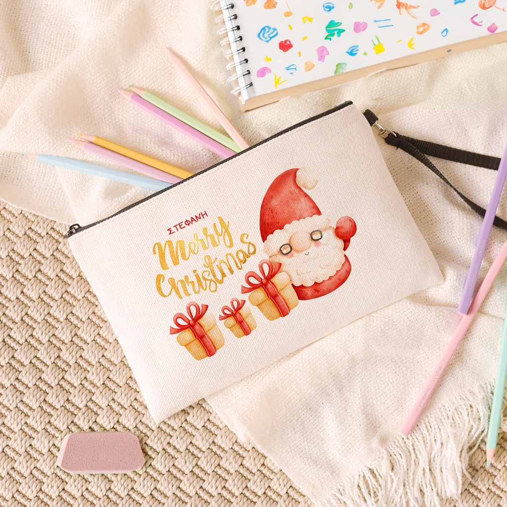 Merry Christmas - Linen Pencil Case