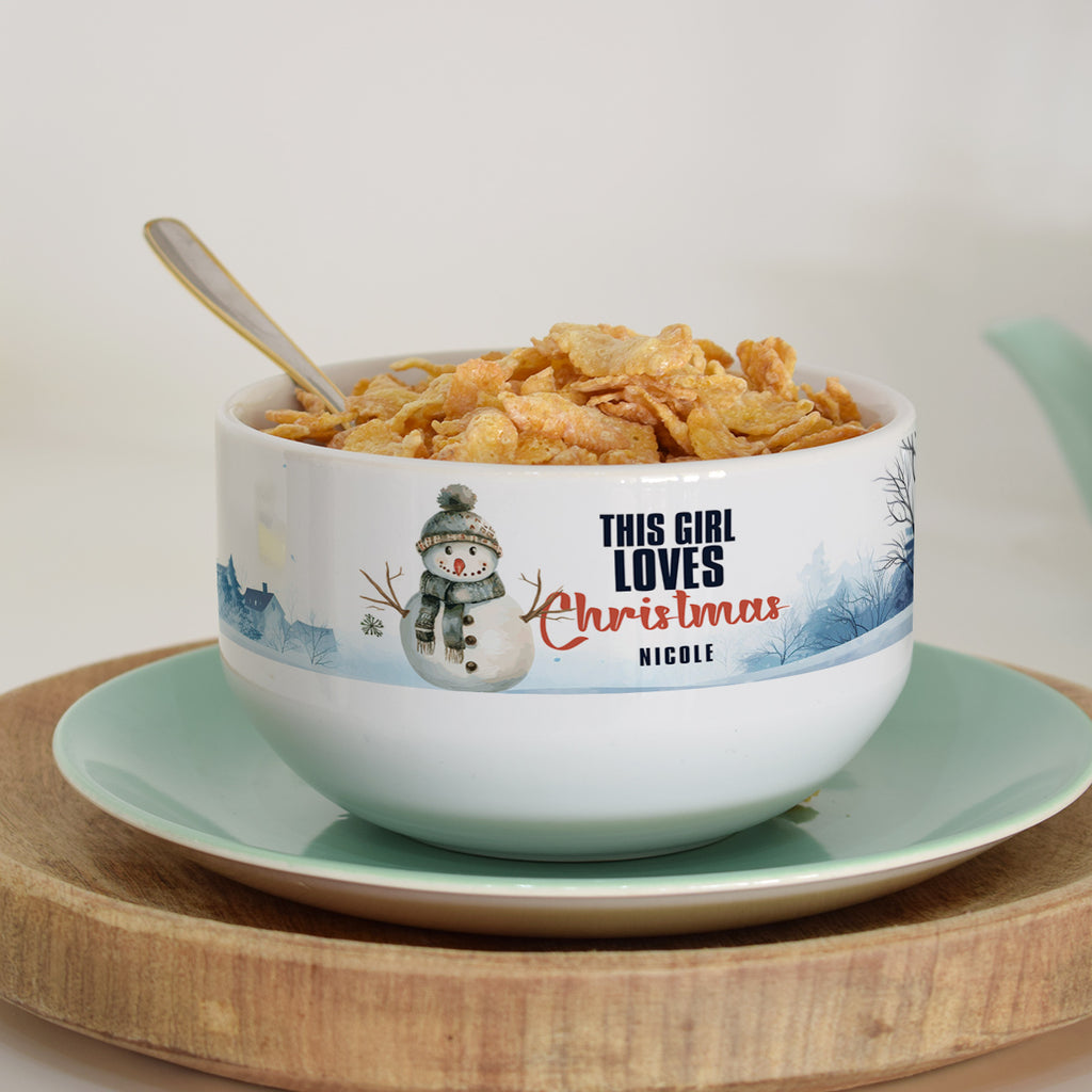 This Girl Loves Christmas - Personalized Ceramic Bowl