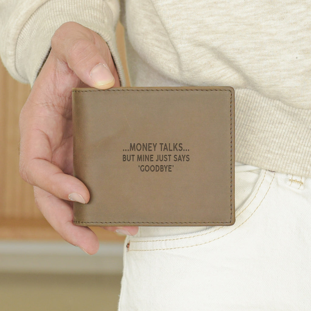 Money Talks - Men's Leather Wallet (Engraved)