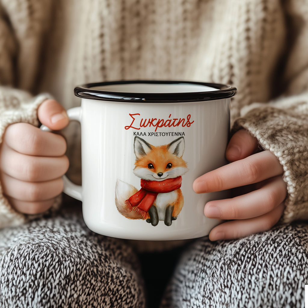 Fox Wishes - Christmas S/Steel Enamel Mug