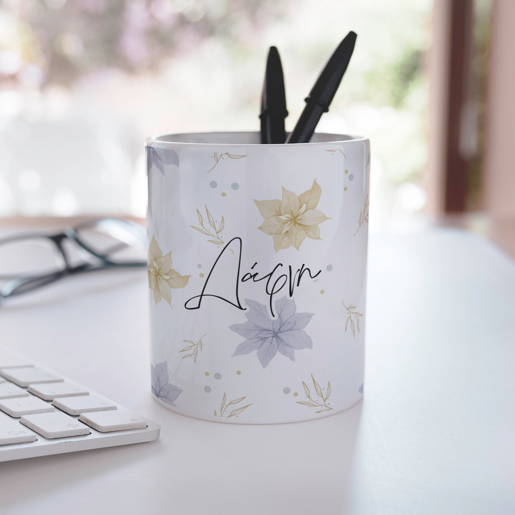 Flowers Pattern - Ceramic Pencil Holder