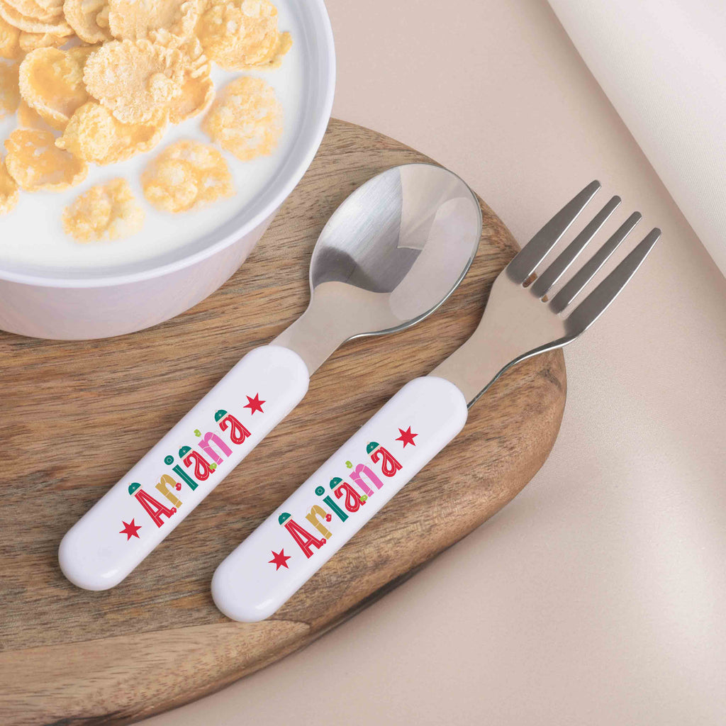 Kids Spoon/Fork Set - Christmas Letters