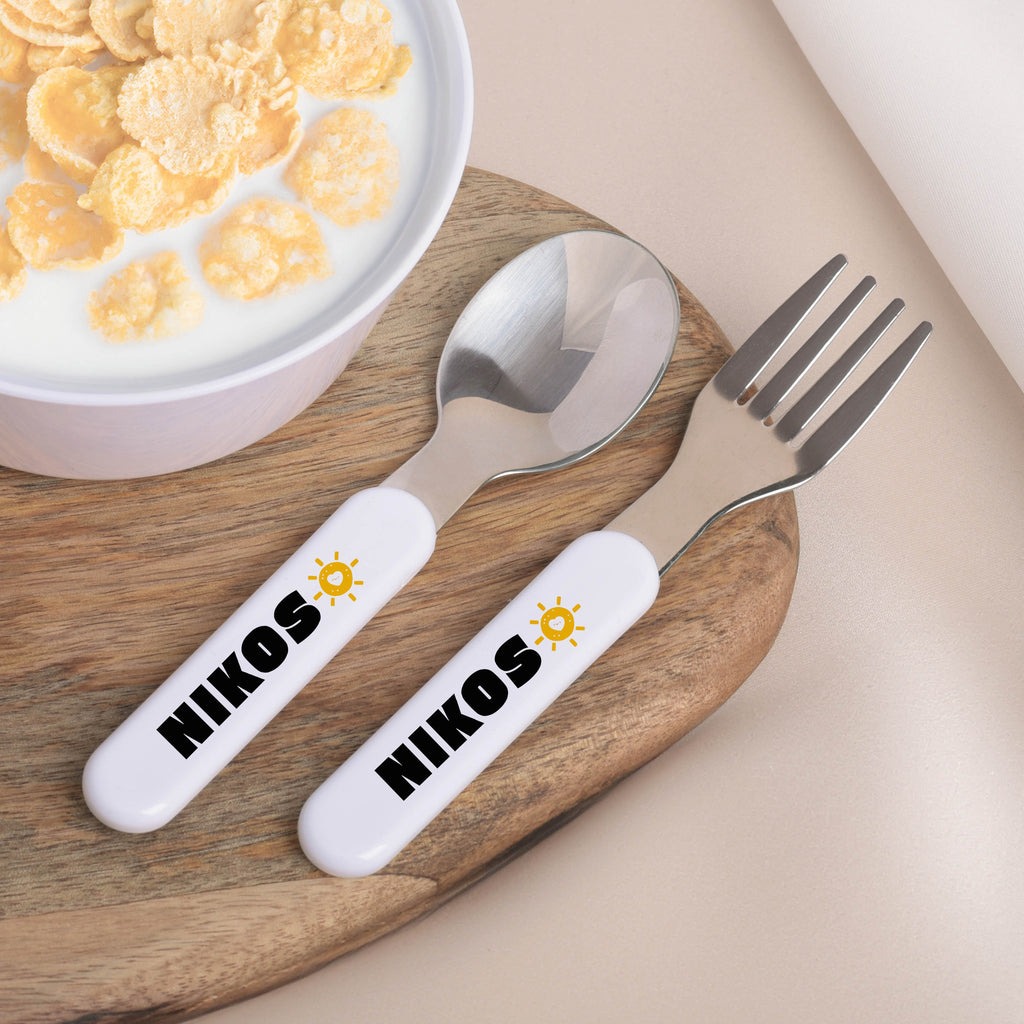 Kids Spoon/Fork Set - Cute Sun