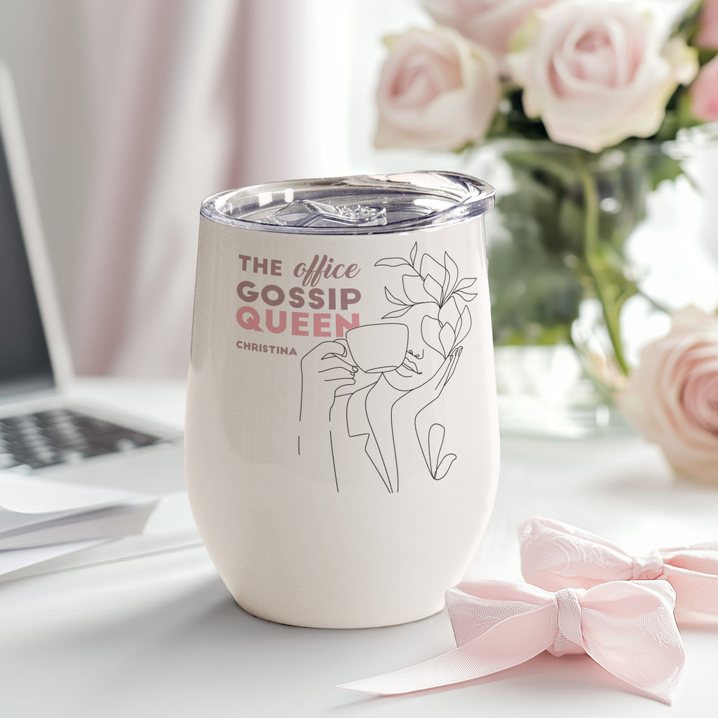 The Office Gossip Queen - Stainless Steel White Mug