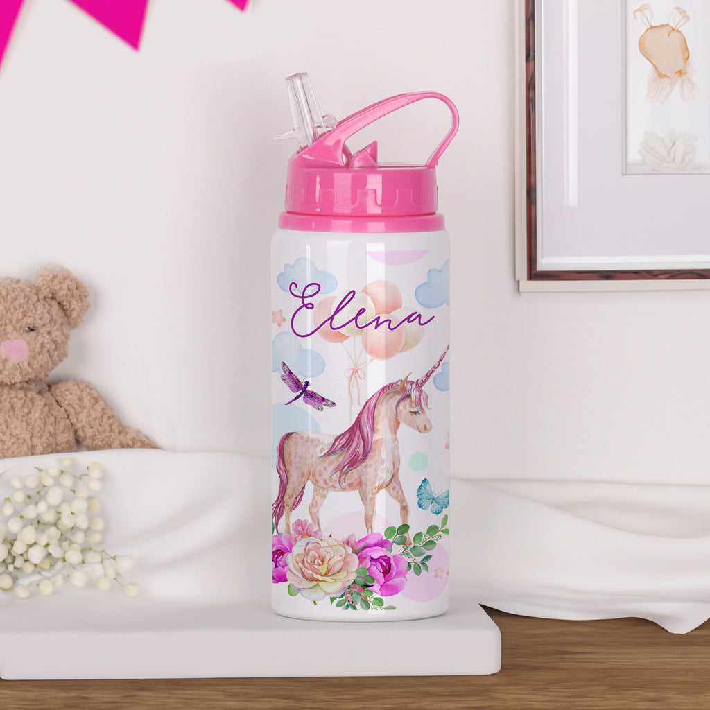 Unicorn & Flowers - Kids Aluminum Bottle 600ml