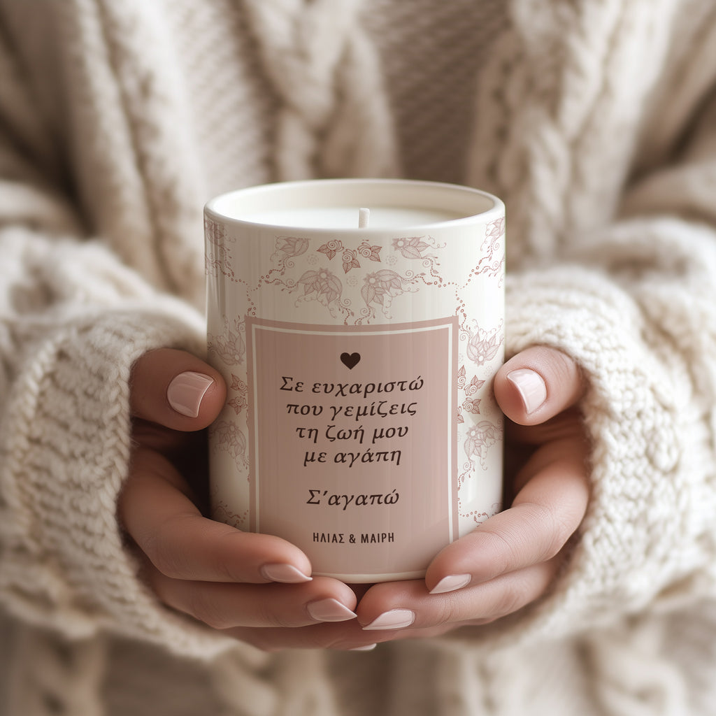 A Life Full Of Love - Ceramic Candle Holder With Scented Candle