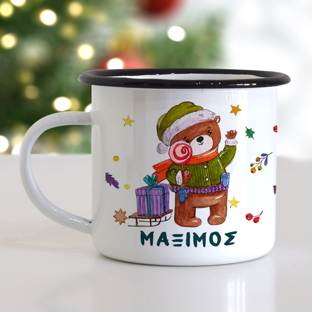 Bear - Christmas S/Steel Enamel Mug