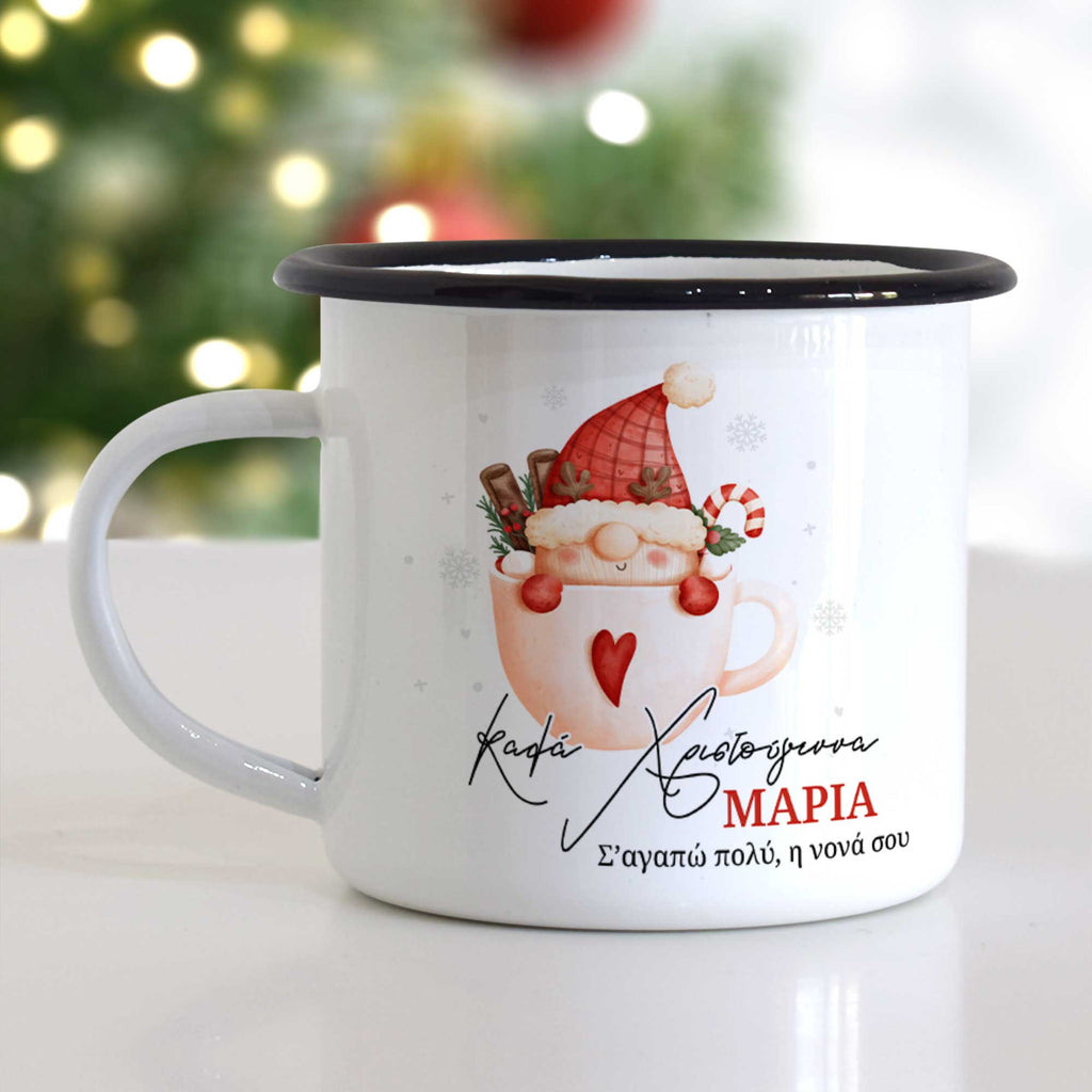 Hot Chocolate Red Gnome - Christmas S/Steel Enamel Mug