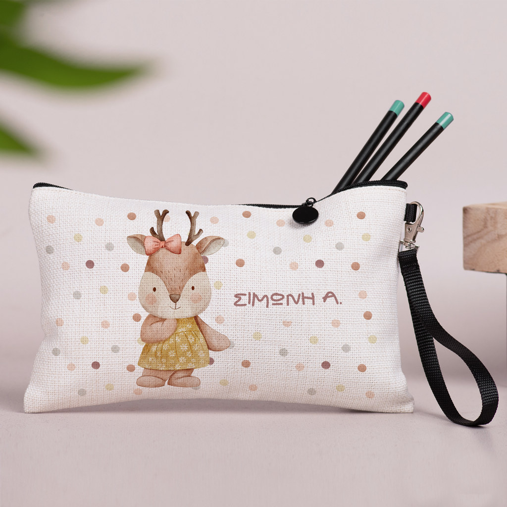 Cute Deer - Linen Pencil Case