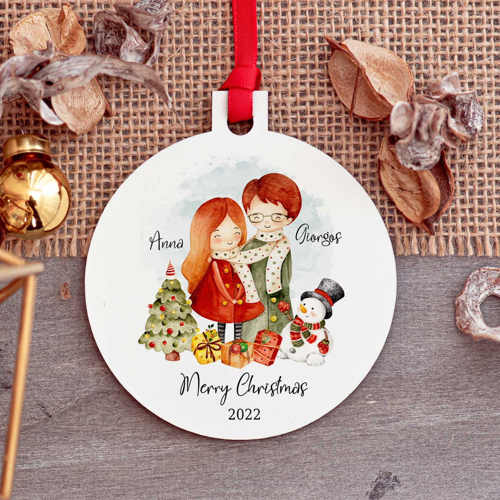 Merry Christmas Couple - Wooden Ornament