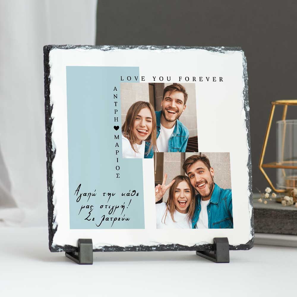 Light Blue Modern Design - Rock Photo Slate Square