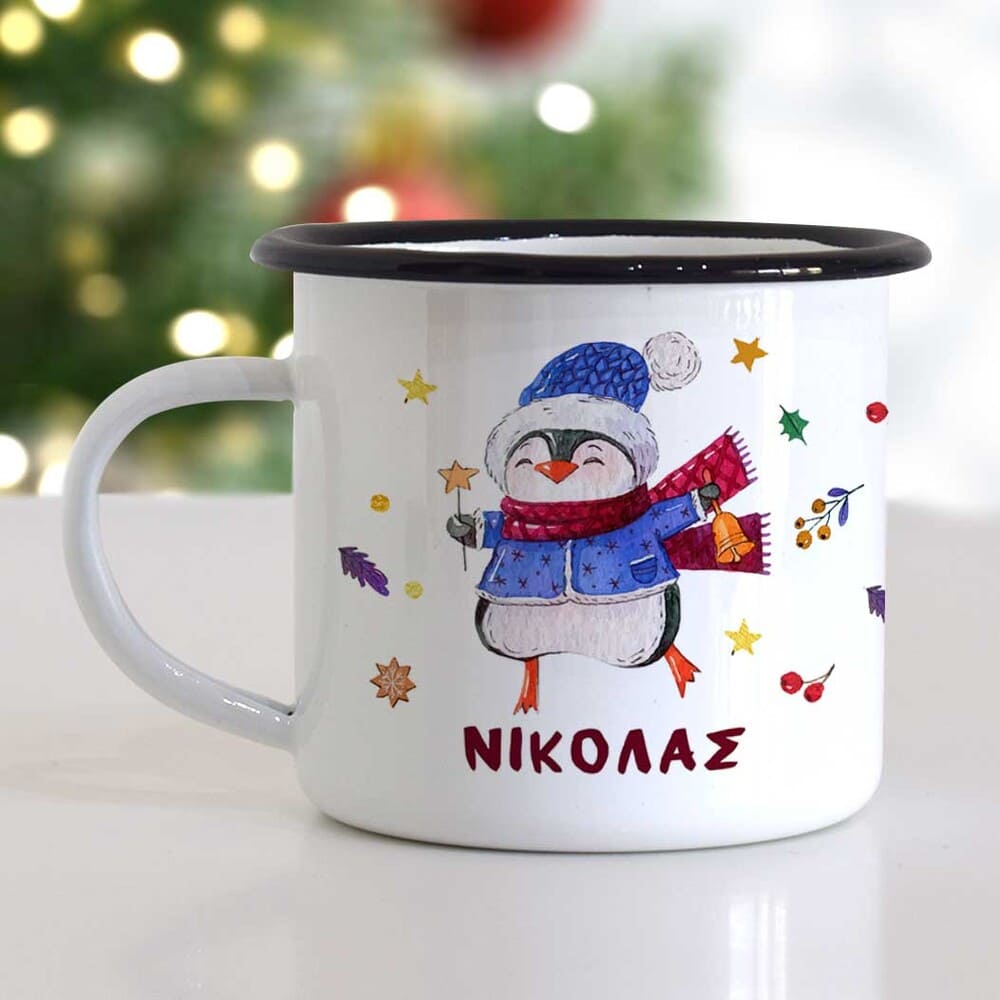 Blue Penguin - Christmas S/Steel Enamel Mug